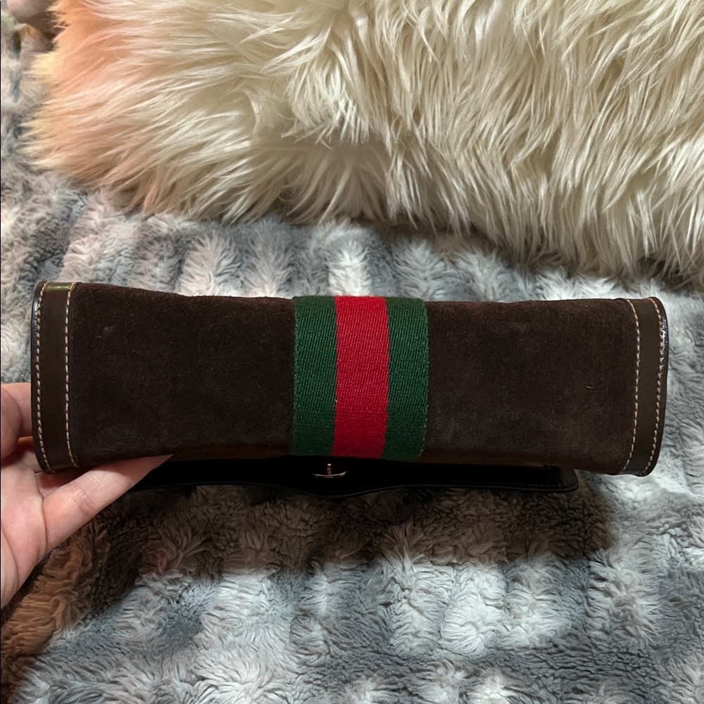Brown Suede Gucci Ophidia Clutch - Picture 5 of 16